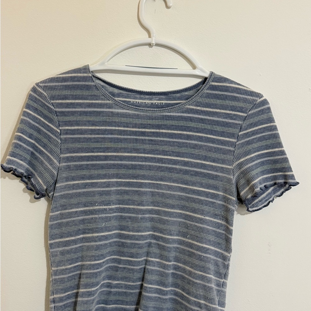 American Eagle Blue and White Striped Top